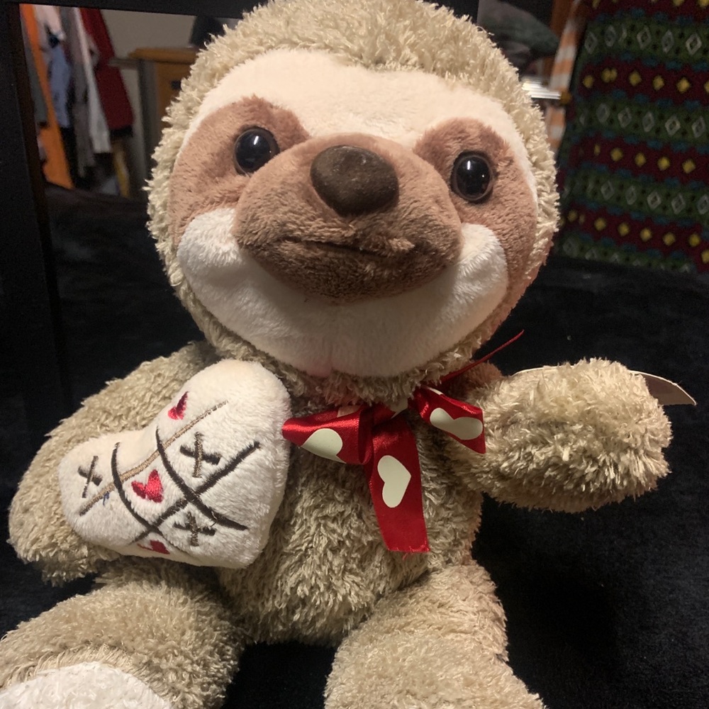 Valentines Day plush Sloth